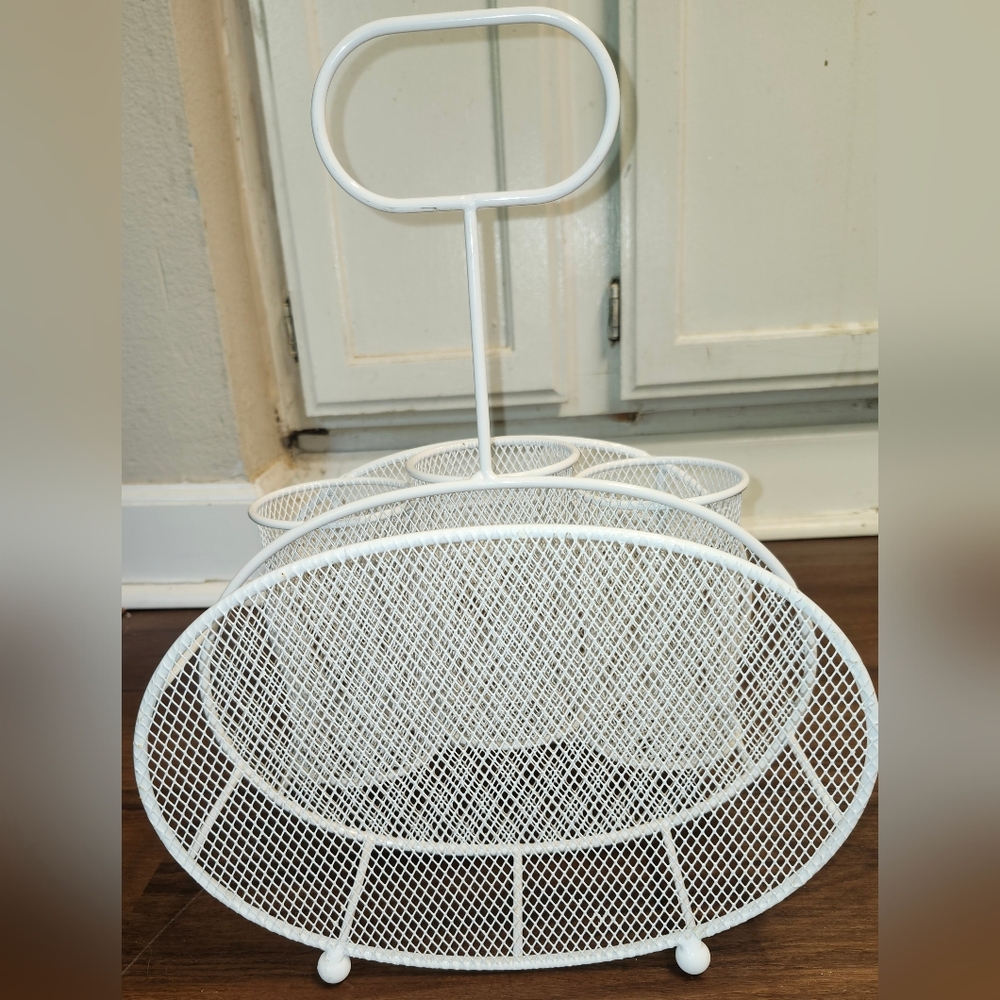 Metal Caddy Designed to Hold Silverware, Plates, and Napkins, Possibly Used Once - Picture 3 of 5